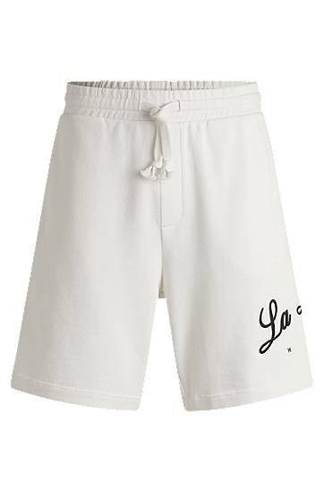 Shortsit BOSS Cotton-Terry Shorts with Logo Valkoinen | 50539002
