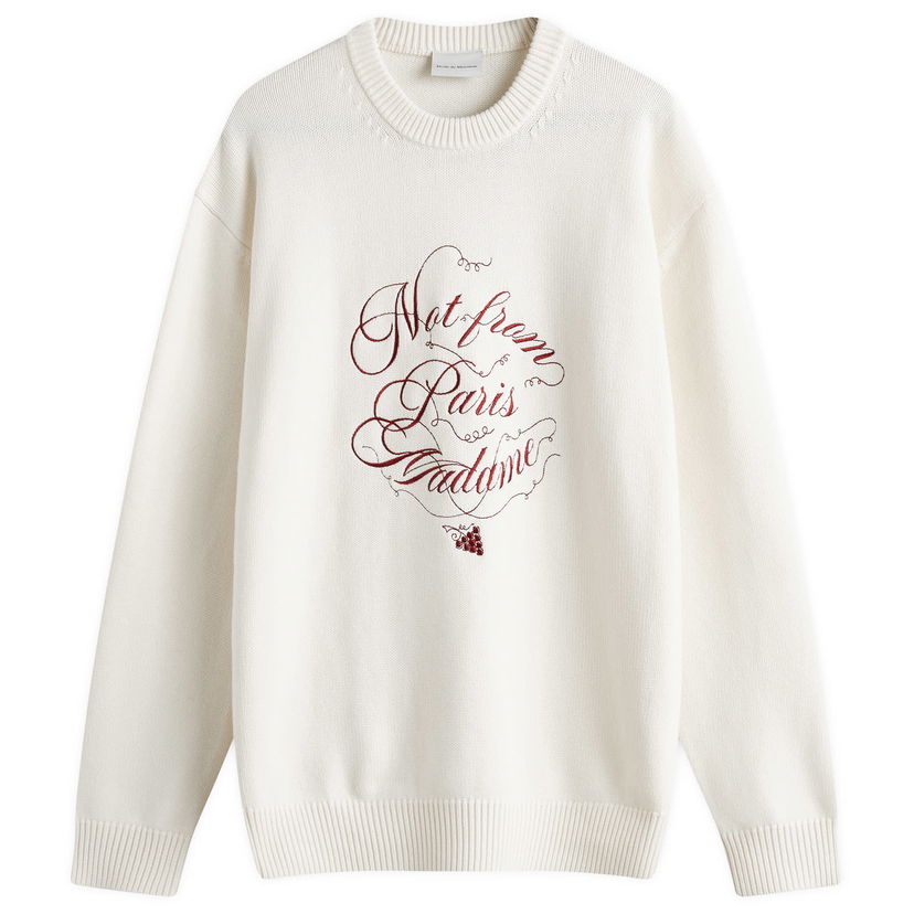 Villapaita Drôle de Monsieur Crew Knit With Graphic Print Valkoinen | F-PO178-WO023-CM