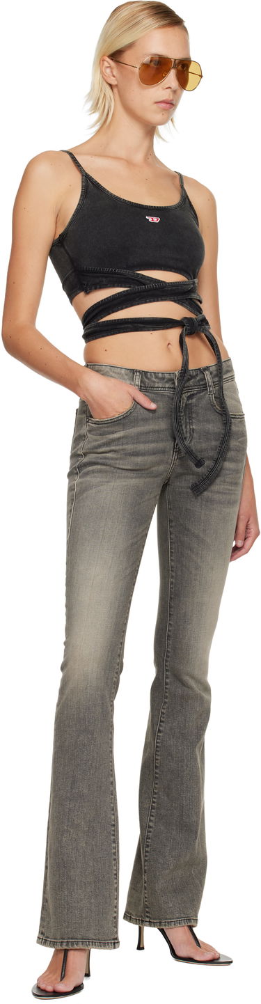 Crop top Diesel Washed Denim Wrap Detail Crop Top Musta | A19521 0KIBY, 3