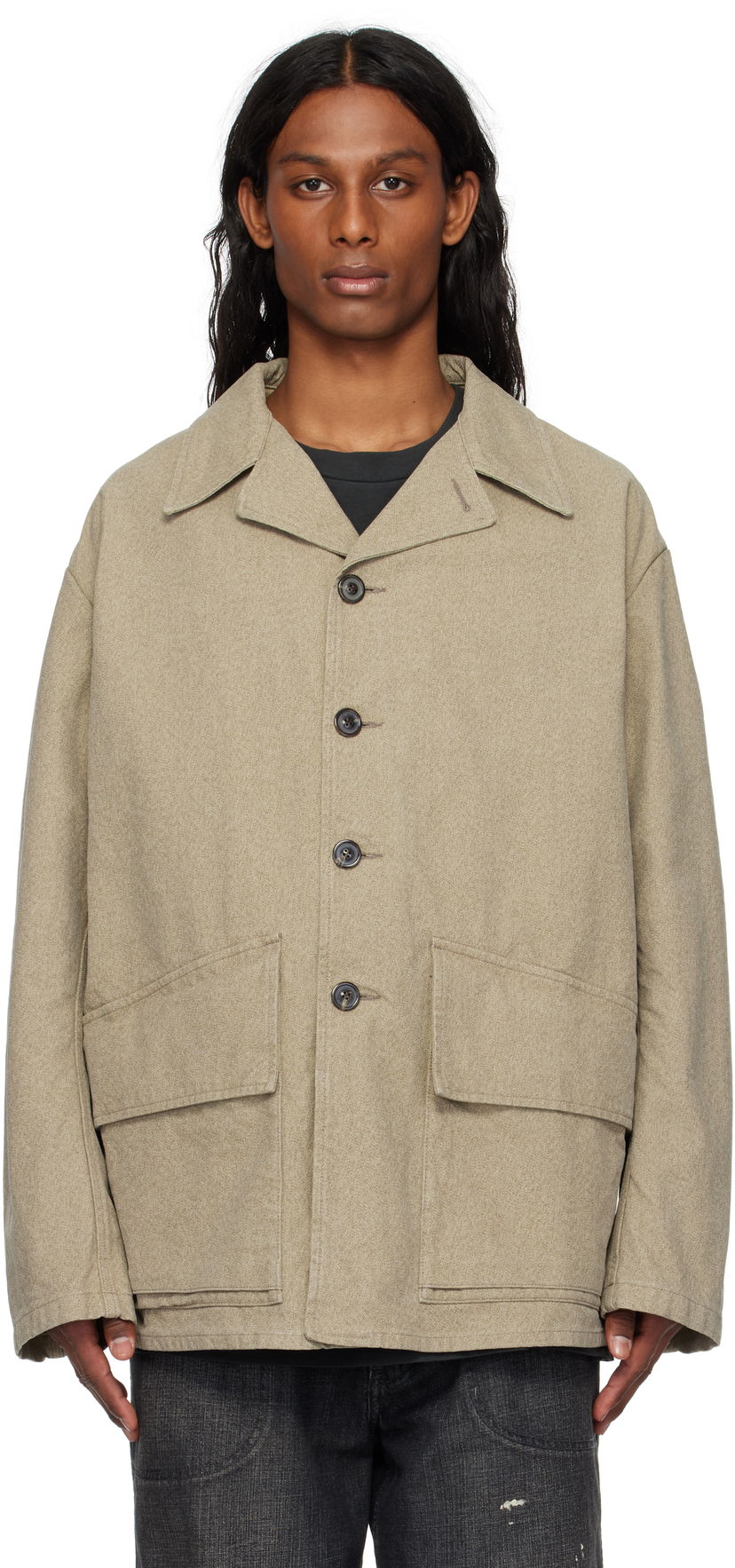 Takki Maison Margiela Maison Margiela Cotton Caban Jacket Beige | S50AM0629 M35310