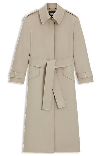 Trenssitakki BOSS Virgin Wool Belted Trench Coat Beige | 50543198