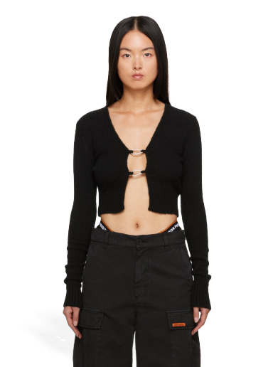 Villapaita HERON PRESTON Lanyard Clasp Cardigan Musta | HWHB008F23KNI0011000