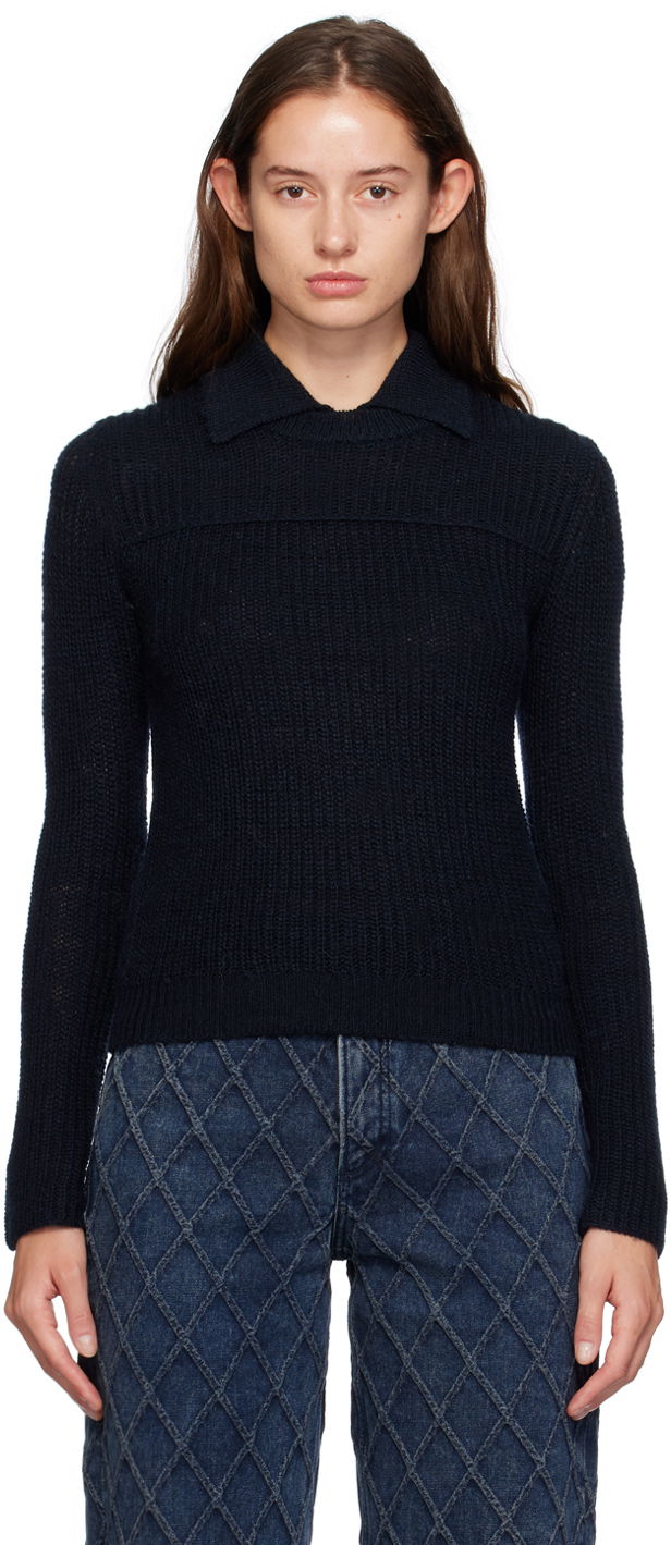 Villapaita rag & bone Madix Knit Polo Top Sininen | WAS24F023PB23