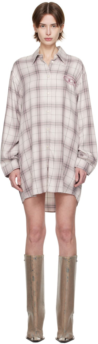 Paita Diesel Diesel D-Dalis-Q1 Plaid Minidress Beige | A16836 0HQAN, 0