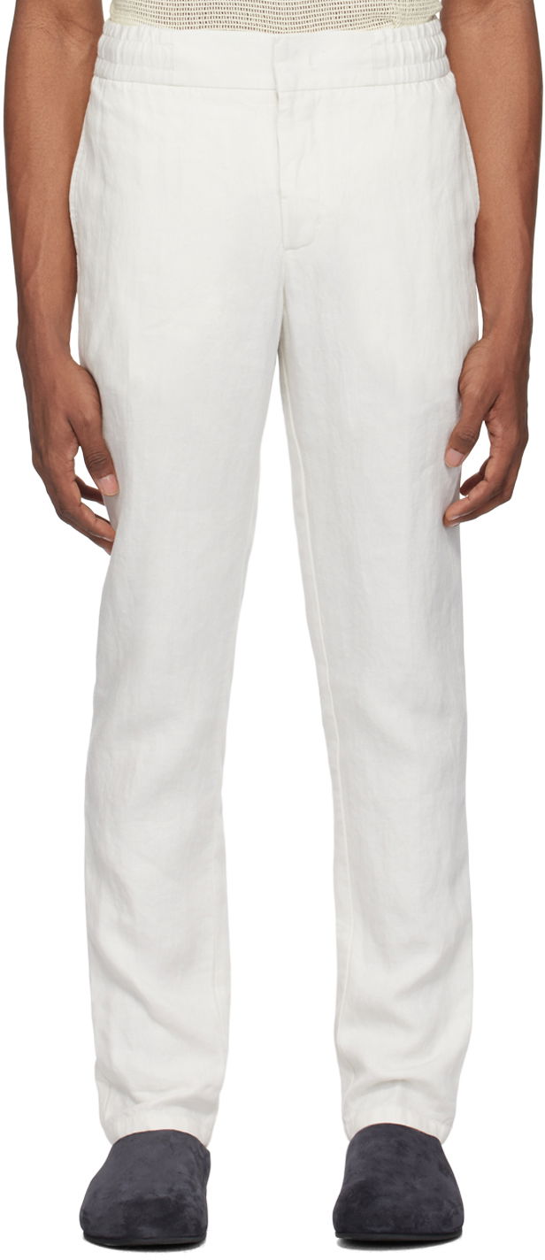 Housut Orlebar Brown Relaxed-Fit Linen Trousers Valkoinen | 277258