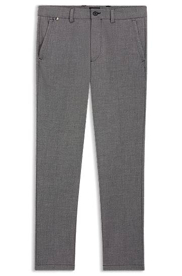 Housut BOSS Slim-Fit Melange Stretch Trousers Harmaa | 50546875