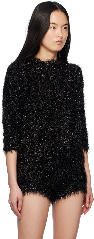 Haalari Simone Rocha Simone Rocha Tinsel Knit Cardigan Musta | PRMK2 0664, 1