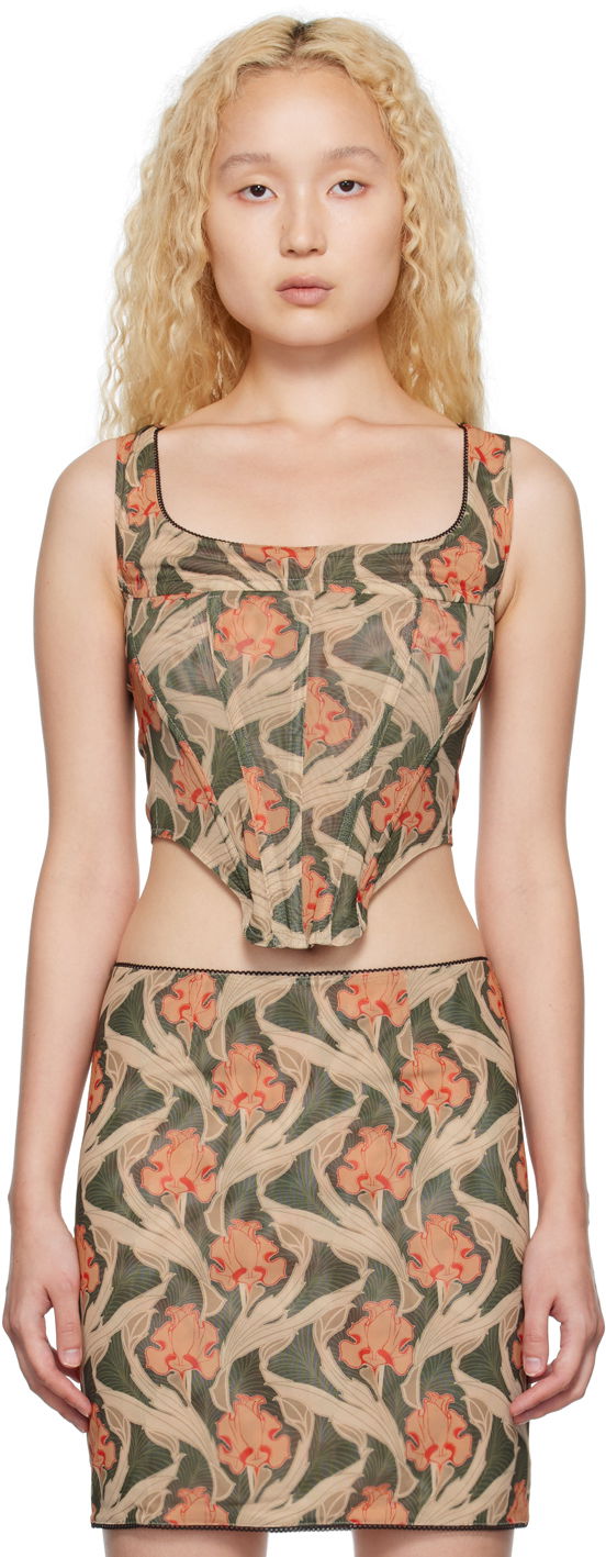 Tankkitoppi Miaou Miaou Campbell Floral Print Tank Top Beige | 7020-CL-ANF