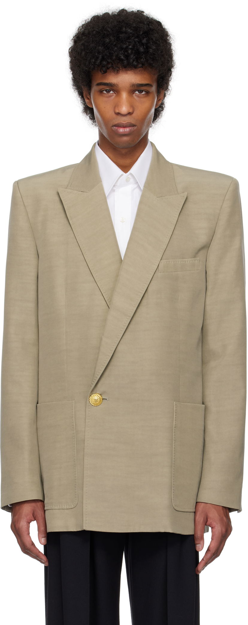 Takki Balmain Balmain 1-Button Tailored Blazer Beige | EH1SG201VH50