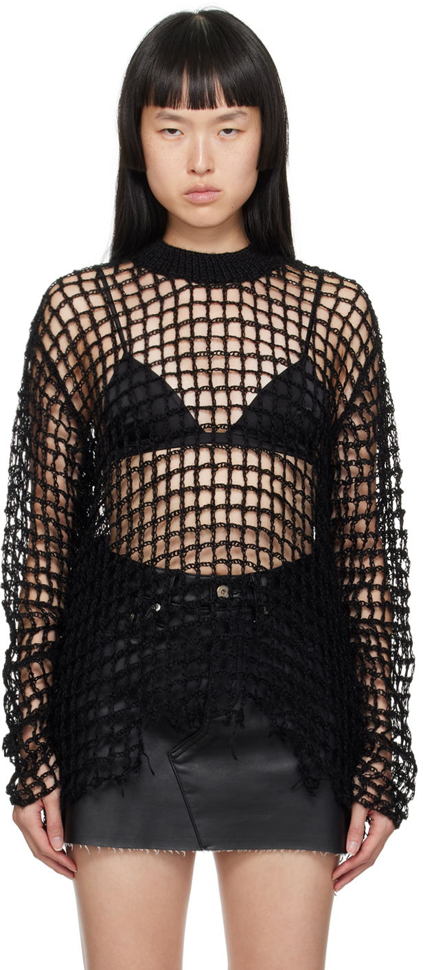 Villapaita Junya Watanabe Frayed Hem Knitted Sweater Musta | JL-N027-051