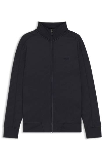 Huppari BOSS Regular-fit zip-up sweatshirt with quilted jacquard Musta | 50549706