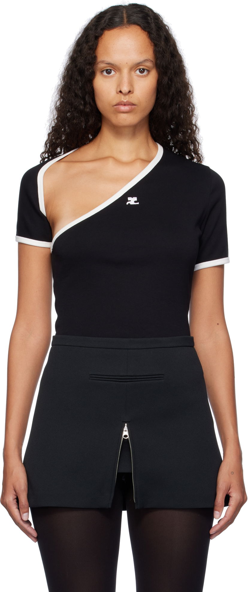 Tankkitoppi Courrèges Slash Contrast T-Shirt Musta | 424JTS157JS0070