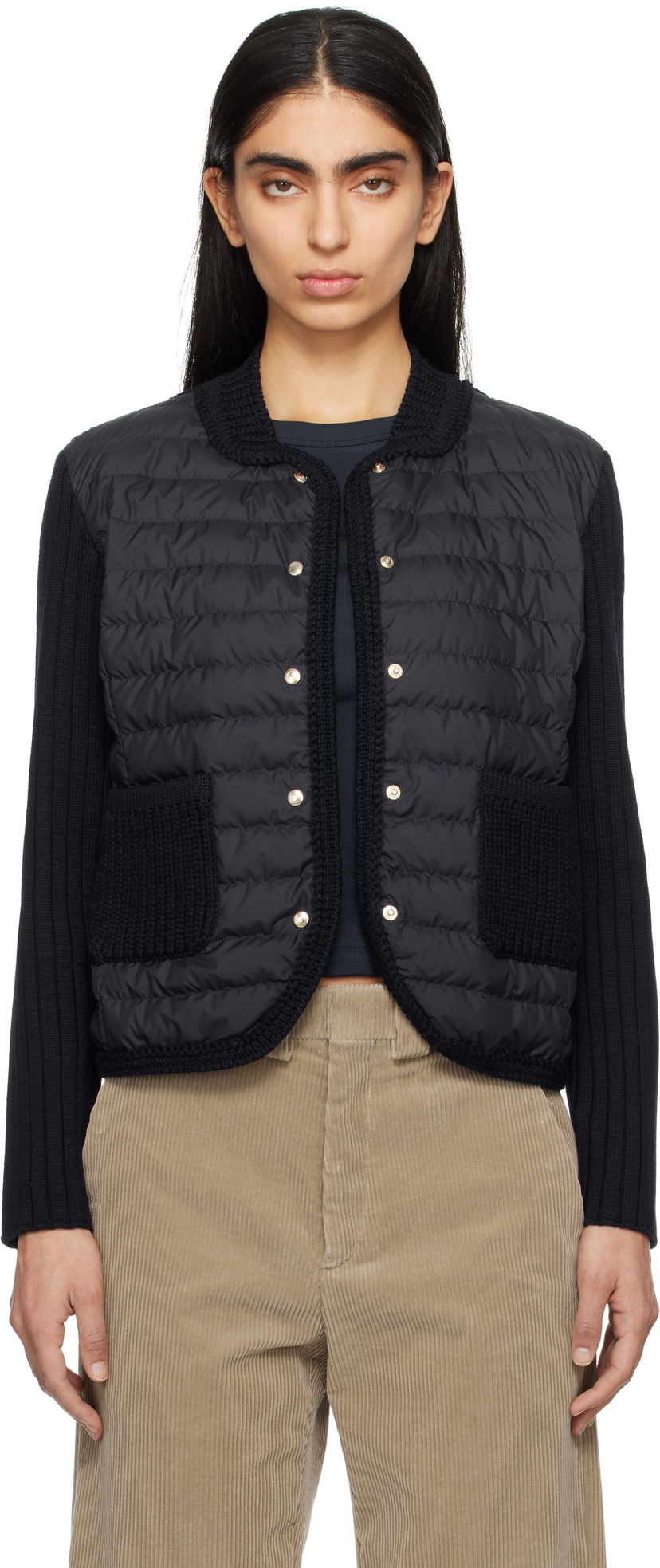 Villapaita Moncler Moncler Padded Wool Down Cardigan Musta | K10939B00013