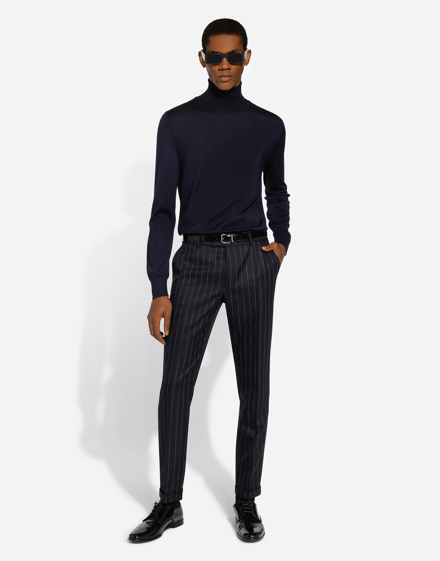 Housut Dolce & Gabbana Dolce & Gabbana Tailored Striped Wool Pants Tummansininen | GP09TTFR21HS8052, 1