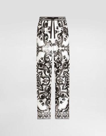 Housut Dolce & Gabbana Dolce & Gabbana Majolica-Print Twill Trousers Valkoinen | GVRMATHI1SVIN3TN, 0