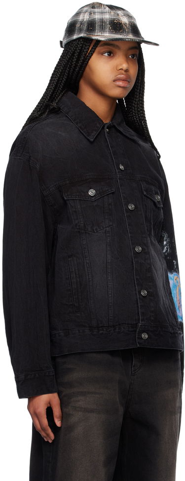 Takki We11done Graphic Print Denim Jacket Musta | WD-DJ1-23-317-U-BK, 1