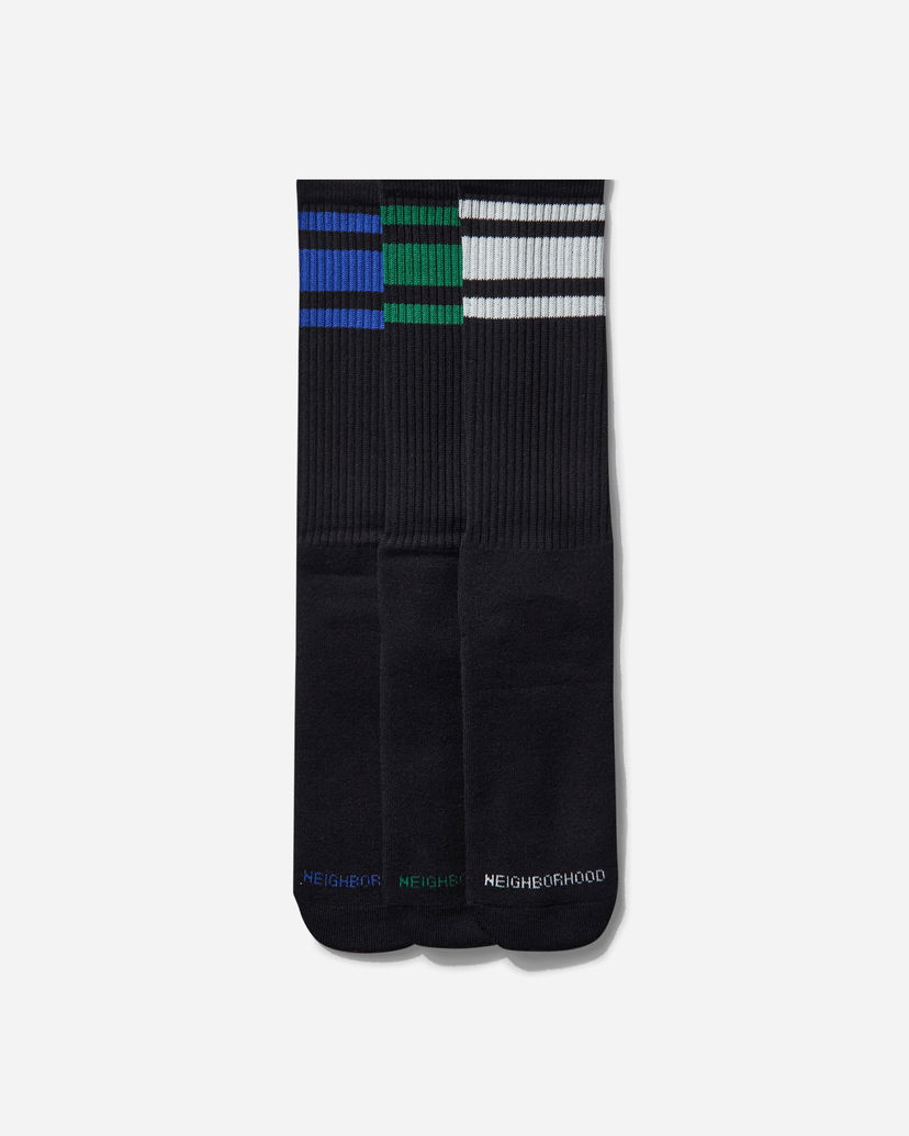 Sukat Neighborhood 3-Pack Crew Socks Musta | 251KWNH-UWM01 BK