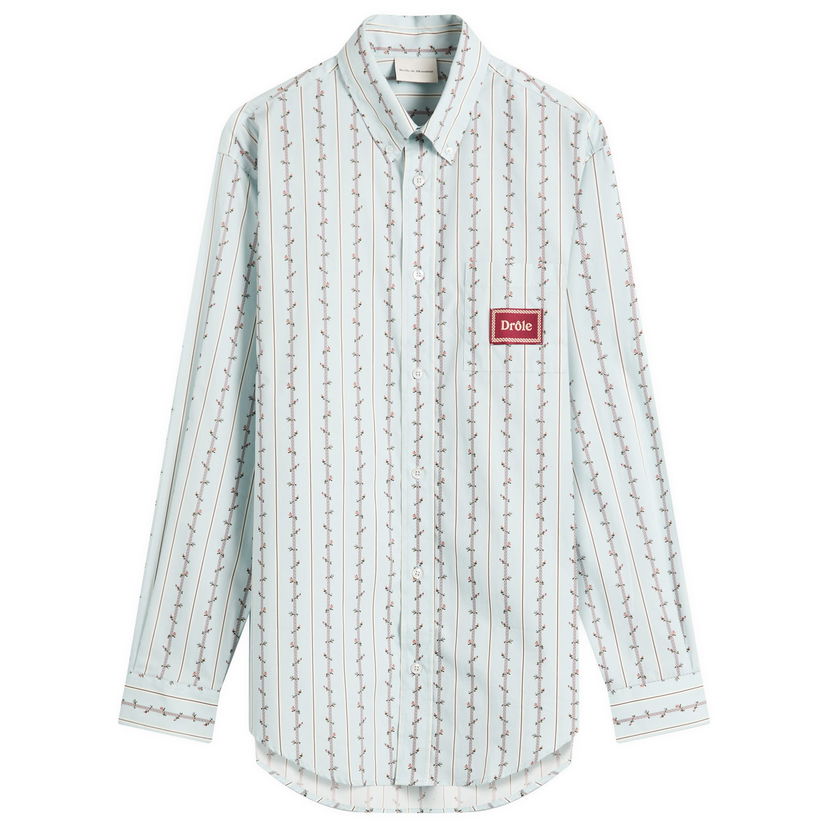 Paita Drôle de Monsieur Drole De Monsieur Floral Stripe Logo Shirt Sininen | I-SH240-CO166-LBE