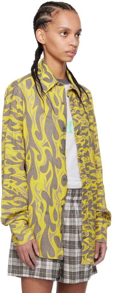 Paita ERL ERL Flame Print Relaxed Shirt Keltainen | ERL08B004, 1