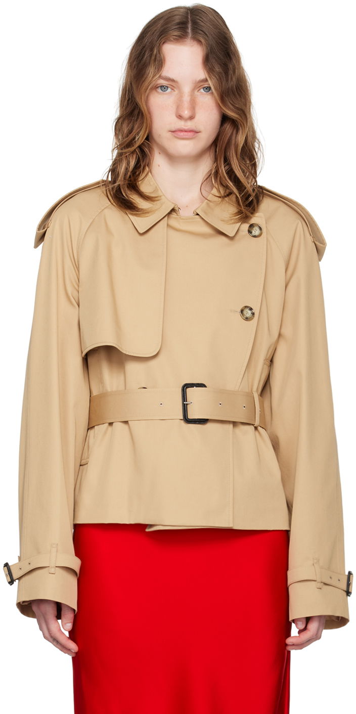 Trenssitakki Stella McCartney Stella McCartney Cropped Trench Coat Beige | 6700393CU403