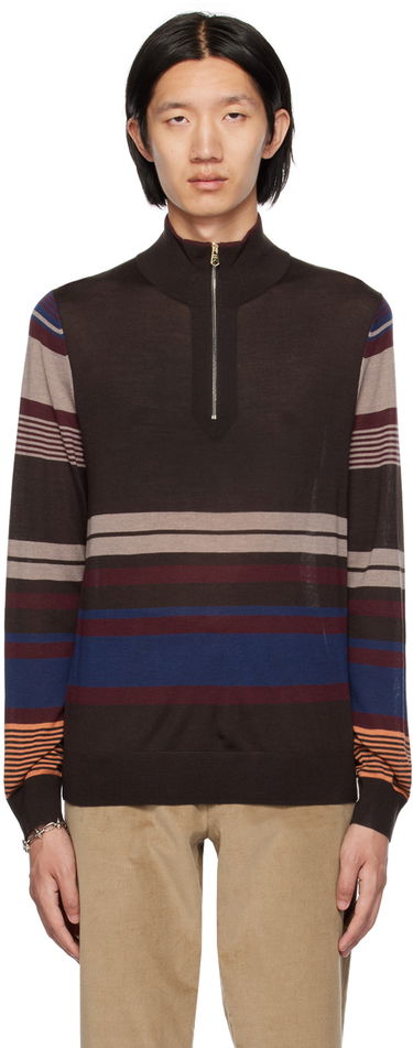 Villapaita Paul Smith Paul Smith Striped Quarter-Zip Sweater Ruskea | M1R-264Y-L02081, 0