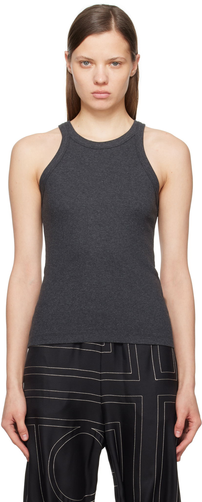 Tankkitoppi TOTEME TOTEME Curved Rib Tank Top Harmaa | 243-WRT1129-FB0246