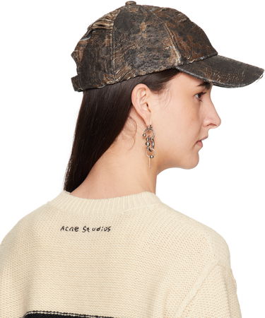 Korkki Acne Studios Acne Studios Distressed Monogram Baseball Cap Ruskea | C40401-, 2