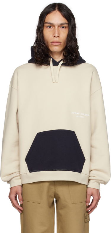 Huppari Stone Island Off-White Colorblocked Hoodie Beige | 7915651X6, 0