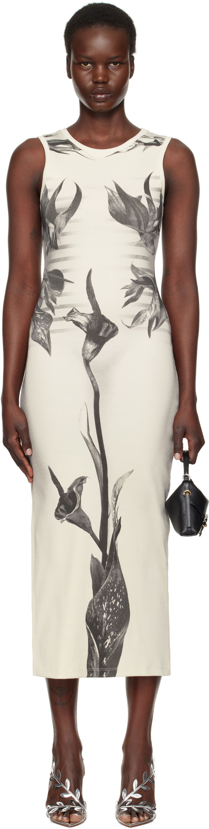 Mekko Jean Paul Gaultier Jean Paul Gaultier Flower Body Morphing Marinière Maxi Dress Beige | 25/33-F-RO360-J579-010200