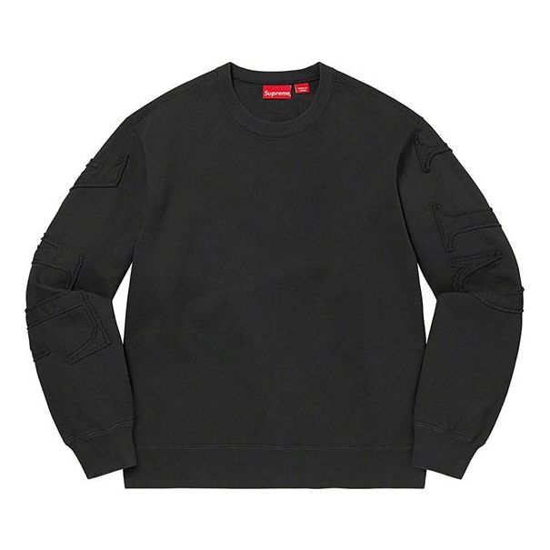 Villapaita Supreme Crewneck Applique Sweatshirt Musta | SUP-SS22-863