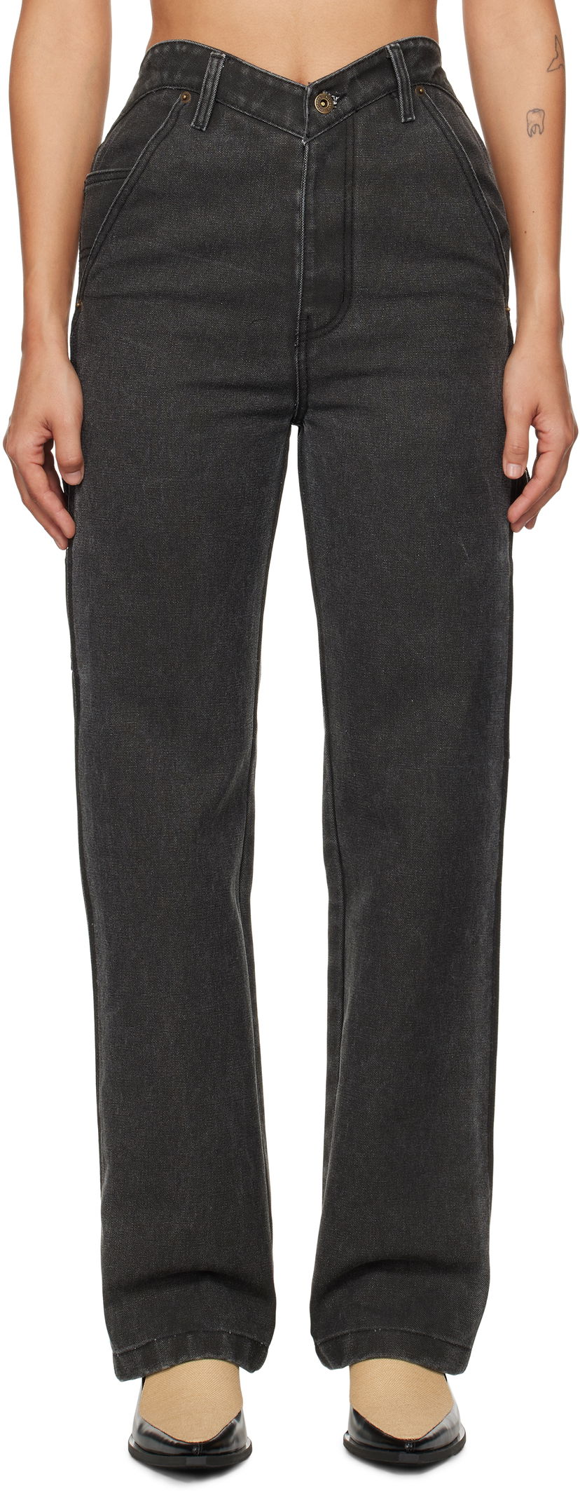 Jeans We11done We11done Heart Work Trousers Musta | WD-PT3-24-280-W-BK