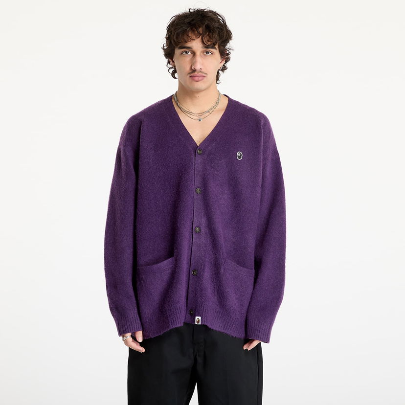 Villapaita BAPE One Point Hairly Yarn Cardigan Violetti | 001KNK801004M PUR