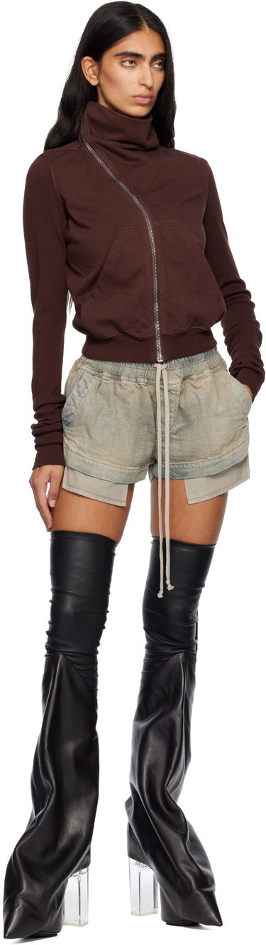Shortsit Rick Owens DRKSHDW Concordians Fog Faded Layered Drawstring Boxer Denim Shorts Musta | DS02E7319 DMP, 3