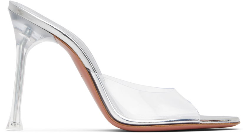 Asusteet Amina Muaddi Amina Muaddi Alexa Glass 105 Heeled Sandals Metallinen | ALEXA GLASS SLIPPER
