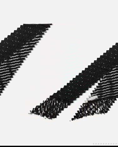 Huivi KIKO KOSTADINOV Tarr Night Sky Textured Patterned Scarf with Fringe Musta | KKAW25KN09 112, 3