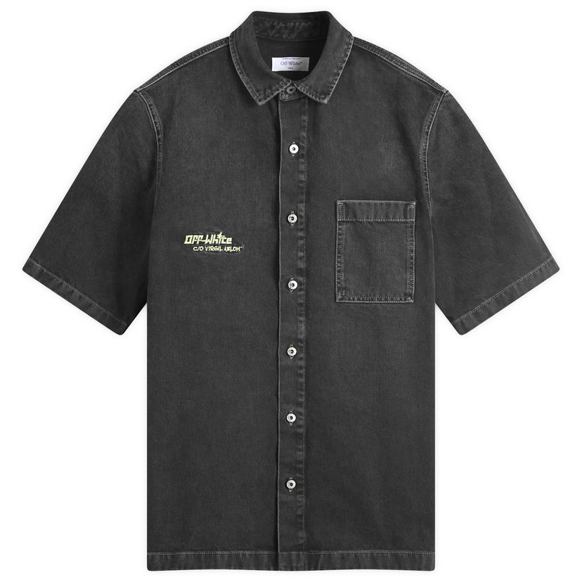 Paita Off-White Black Denim Bowling Shirt Musta | OMYD05AS25DEN0011350
