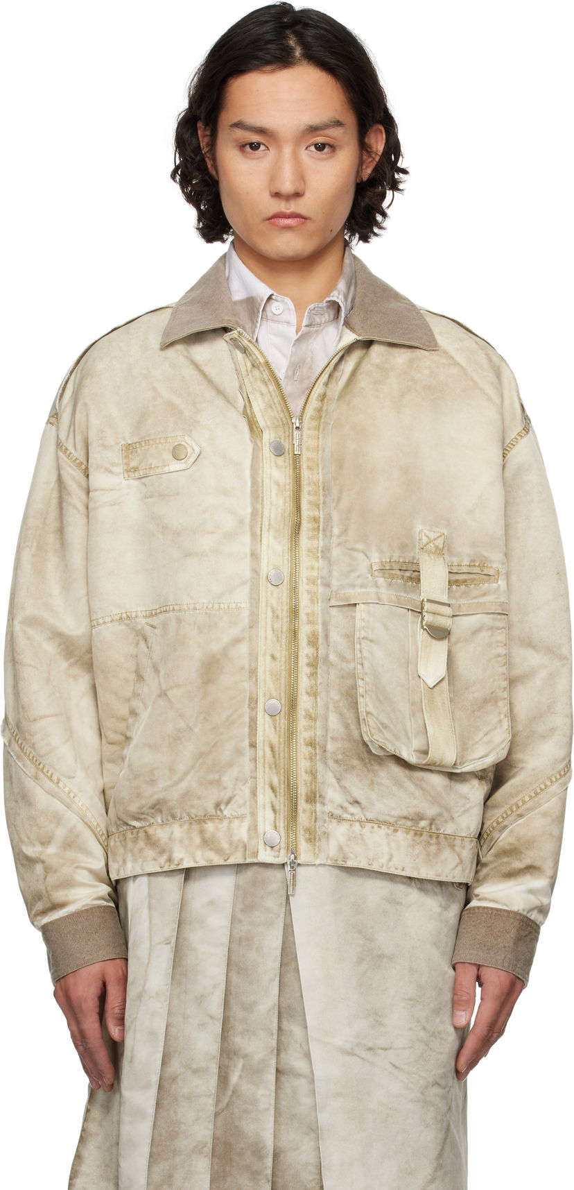 Bomber-takki Feng Chen Wang Feng Chen Wang Sandwashed Nylon Jacket Beige | FUS19JK15G