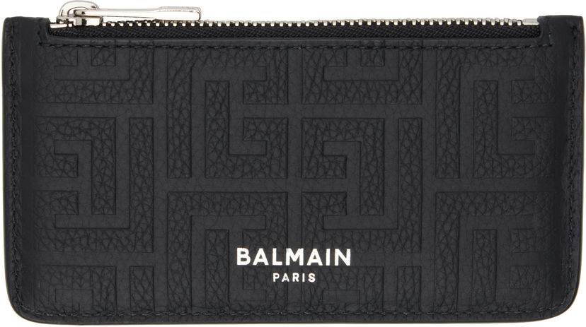 Lompakko Balmain Embossed Leather Card Holder Musta | DM1MD060LPSE