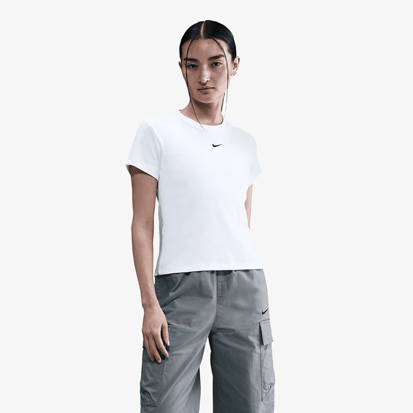 T-paita Nike Ribbed Slim-Fit Short Sleeve T-Shirt Valkoinen | HV4994-100