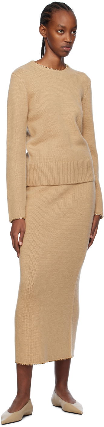 Hame TOTEME TOTEME Chain-Edge Maxi Skirt Beige | 241-WRB1074-YA0004, 3