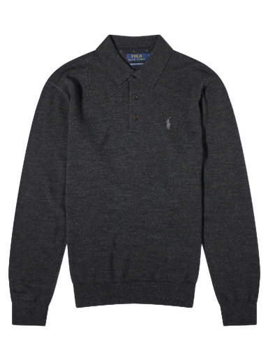 Huppari Polo by Ralph Lauren Polo Ralph Lauren Long Sleeve Knitted Polo Dark Granite Heather Musta | 710876852002