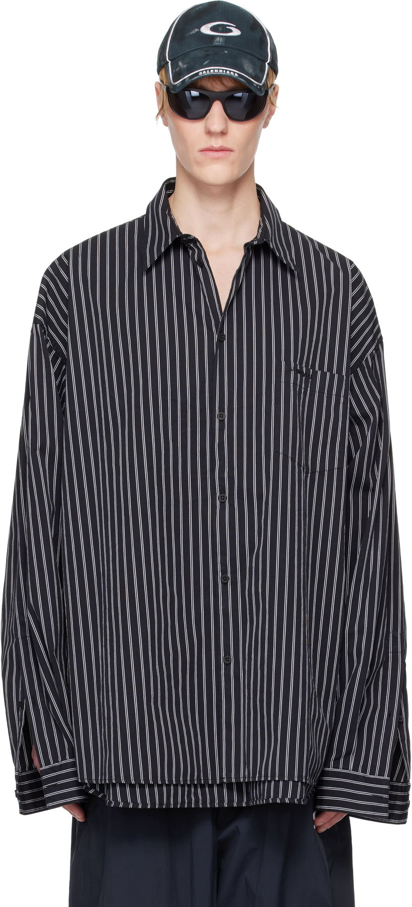 Paita Balenciaga Balenciaga Striped Flatground Shirt Musta | 814598TRM23
