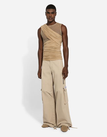 Tankkitoppi Dolce & Gabbana Stretch Tulle T-shirt With Draping Beige | G8RW3TG7M7SS9000, 2