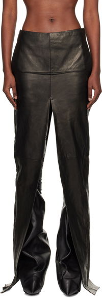 Concordians Sliced Draped Leather Maxi Skirt