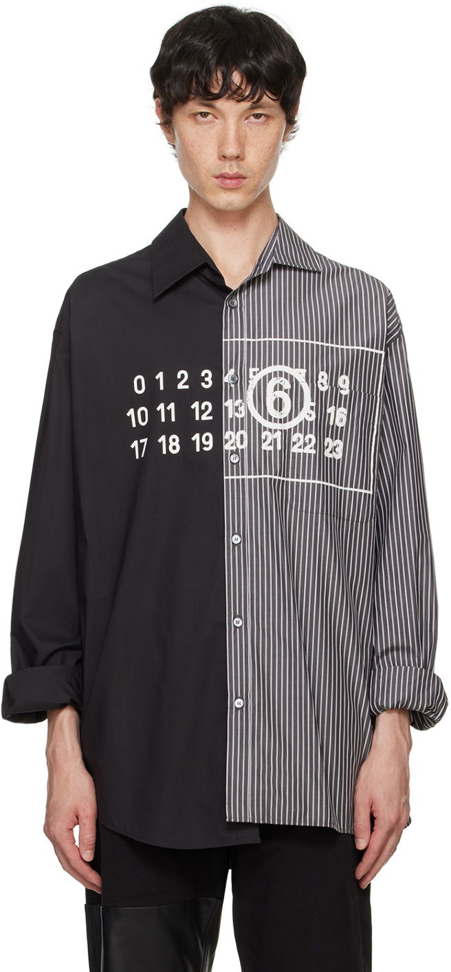 Paita Maison Margiela Asymmetric Stripe Long Sleeve Shirt Musta | SH0DT0016 MTN013