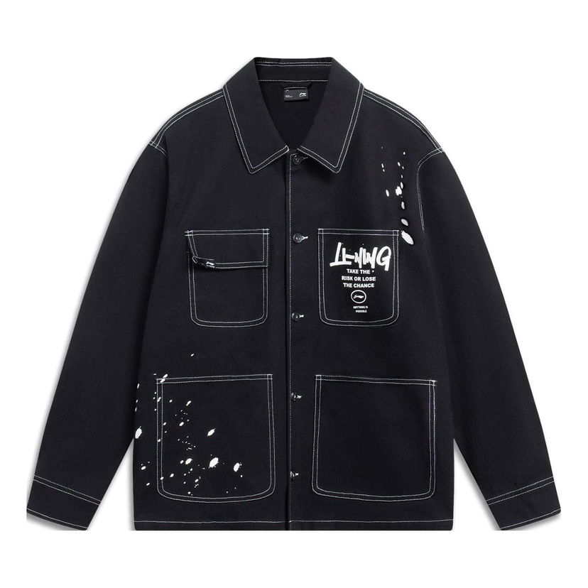 Takki Li-Ning Graphic Print Jacket Musta | AFDT571-1