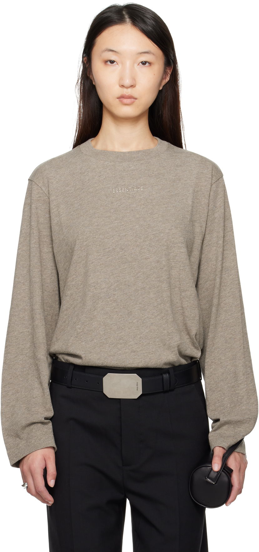 T-paita Fear of God Fear of God ESSENTIALS Classic Fit Long Sleeve T-Shirt Harmaa | 125SP255883FW