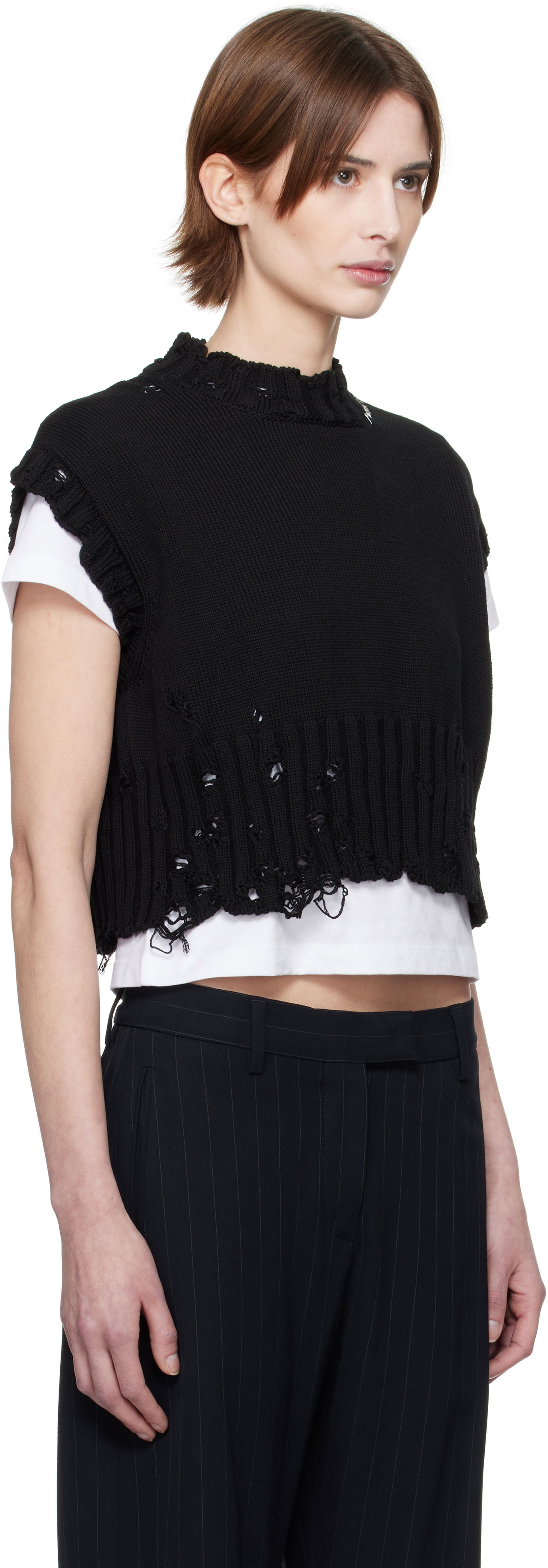 Villapaita Marni Marni Distressed Sleeveless Sweater Musta | GCMD0578E0 UFC652, 1