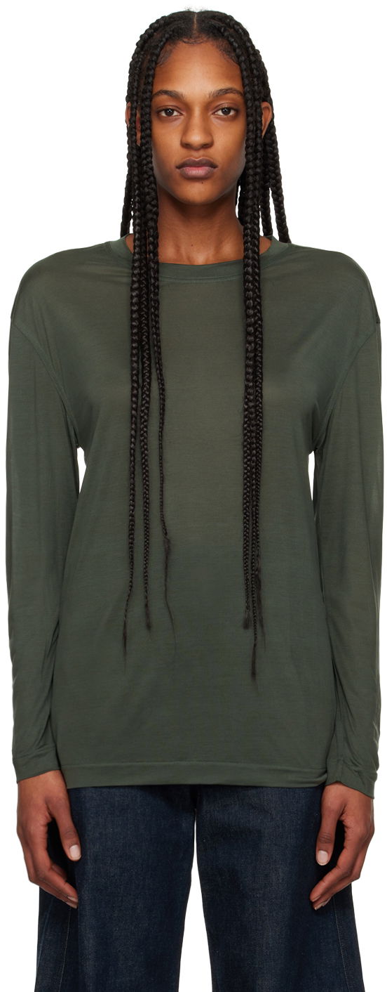 T-paita LEMAIRE Soft Long Sleeve T-Shirt Vihreä | TO1171 LJ1011