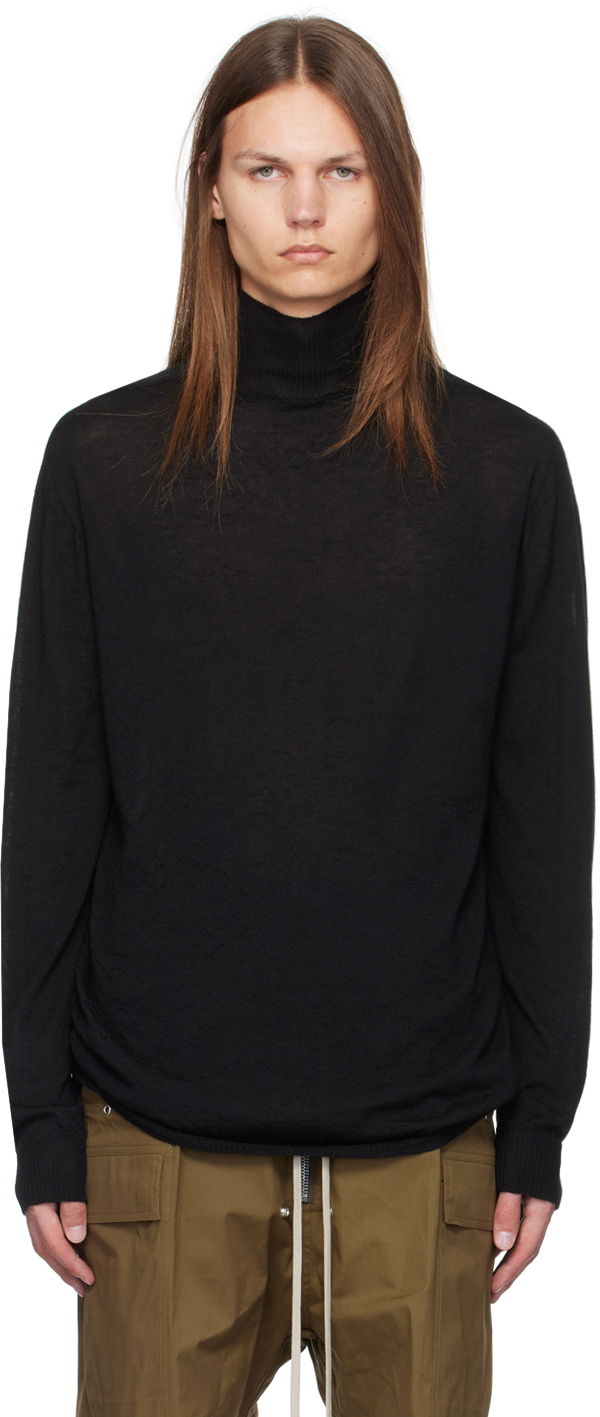 Villapaita Rick Owens Black Porterville Oversized Turtleneck Musta | RU02D6626 WS